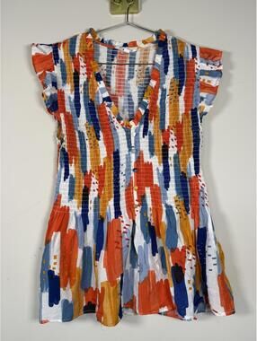 THML smocked top with ruffle sleeves size Large